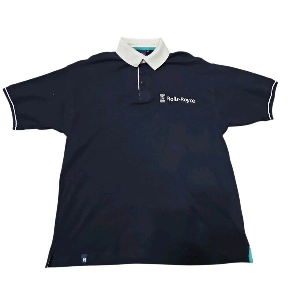 Rolls-Royce Polo Shirt Mens‎ XXL Navy Blue Embroidered Logo Corporate Luxury...
